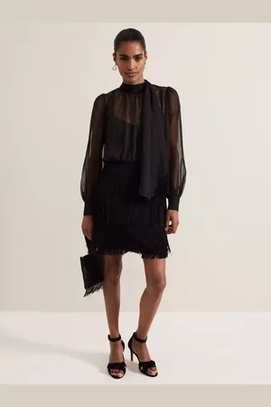Phase Eight Felicity Semi Sheer Fringe Mini Dress