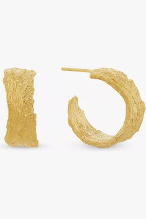 Alex Monroe Bark Textured Hoop Earrings