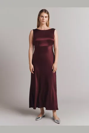 Ghost Aurelie Tie Back Satin Midiaxi Dress