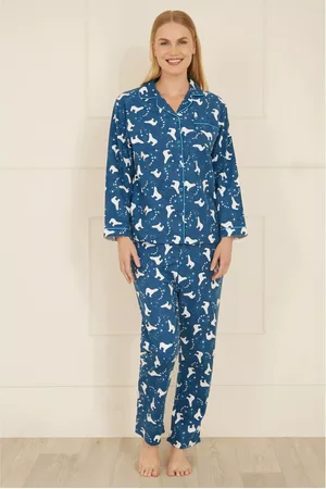 Yumi Polar Bear Print Brushed Cotton Pyjamas