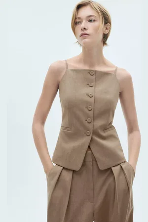 MANGO Brownie Wool Blend Cami Waistcoat