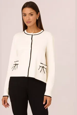 Adrianna Papell Contrast Tipping Cardigan