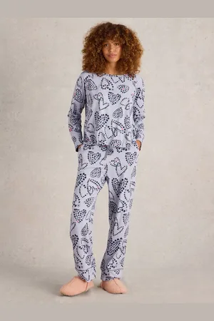 White Stuff Fern Heart Tie Hem Pyjama Top