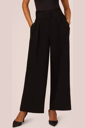 Adrianna Papell Woven Belted Wide Leg Trousers