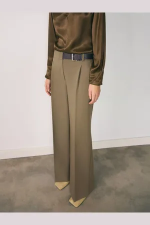 MANGO Cinto Belted Straight Leg Trousers