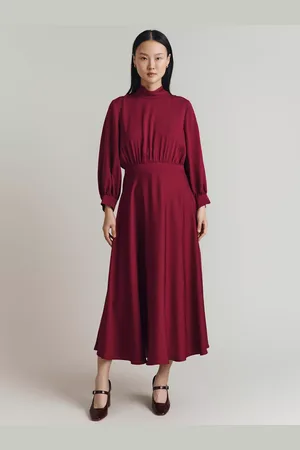 Ghost Balia Crepe Midi Dress, Pink