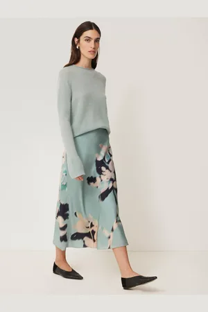 Jigsaw Floral Drift Silk Blend Midi Skirt