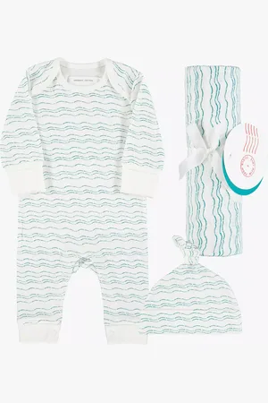 From Babies With Love Waves of Joy Babygrow, Hat & Muslin Swaddling Wrap Gift Set