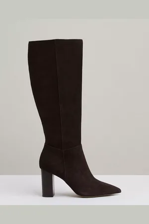 Reiss Bianca Suede Block Heel Knee High Boots