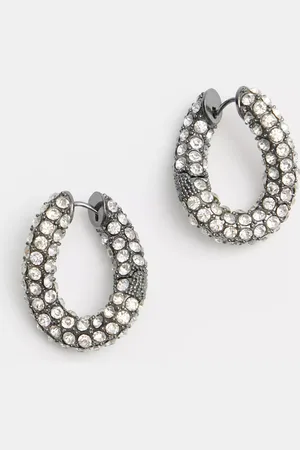 Hush Puppies Large Pia Crystal Pave Twist Hoop Earrings