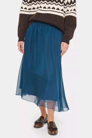 Saint Tropez Coral Chiffon Midi Skirt