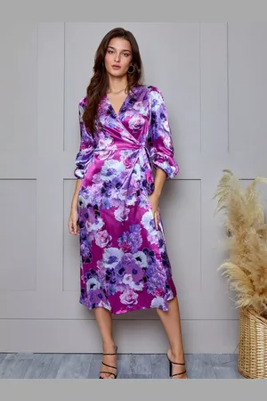 Chi Chi London Plus Size Floral Wrap Dress