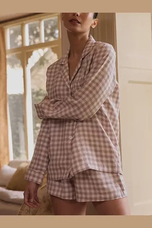 Piglet in Bed Linen Gingham Pyjama Shorts