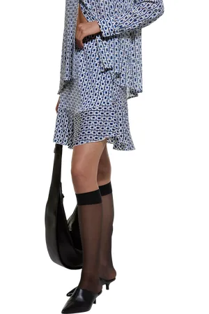 Sisley Satin Geometric Print Mini Skirt