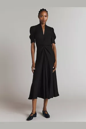 Ghost Capri V-Neck Crepe Midi Dress