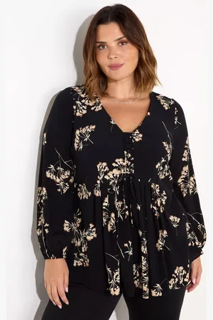 Live Unlimited London Curve Floral Tie Front Top
