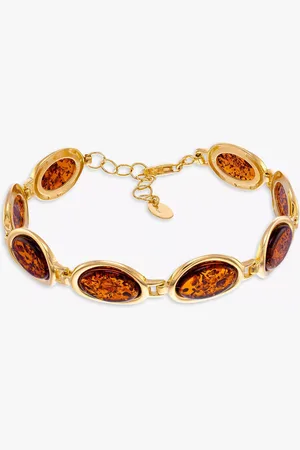Be-Jewelled Baltic Eight Stone Amber Oval Chain Bracelet