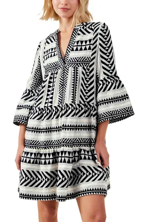 Accessorize Geometric Flute Sleeve Dress