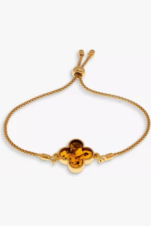 Be-Jewelled Baltic Cognac Amber Clover Friendship Bracelet