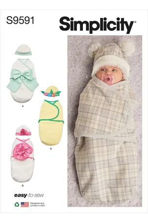 Simplicity Baby Buntings and Hats Sewing Pattern, S9591, A