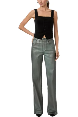 Paige Leenah Faux Leather Denim Jeans