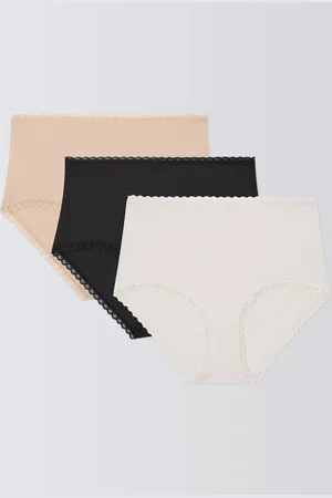 John Lewis Modal and Narrow Lace Bikini Knickers, Pack of 3