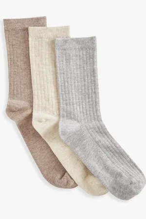 John Lewis Ribbed Organic Cotton Mix Ankle Socks, Pack of 3