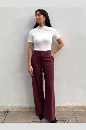 Ro&Zo Petite Pinstripe Wide Leg Trousers