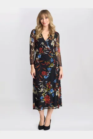 Gina Bacconi Print Faux Wrap Dress