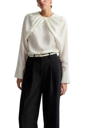 By Malina Evie Pleat Neck Top