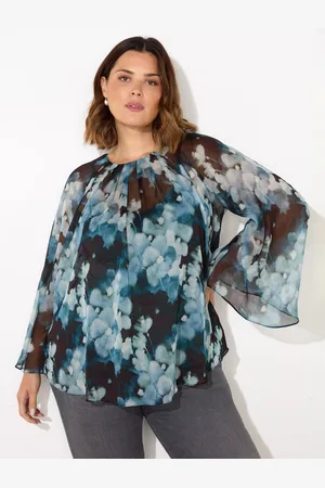 Live Unlimited London Curve Floral Chiffon Top