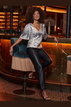 Sosandar Leather Tapered Leg Trousers