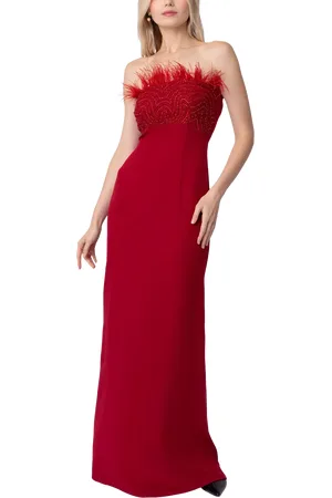 RAISHMA Rosa Feather Trim Bandeau Gown
