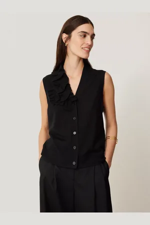 Jigsaw Ruffle Pure Wool Sleeveless Cardigan