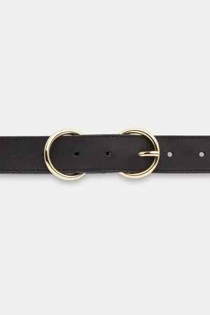 Whistles Double Ring Buckle Leather Belt