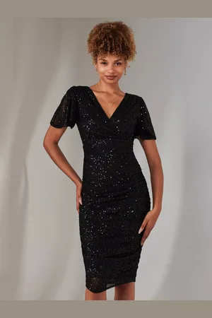 Jolie Moi Ruched Sequin Dress