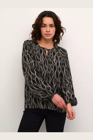 Kaffe Dunora Abstract Blouse, Black/Grey