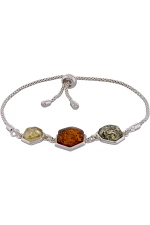 Be-Jewelled Baltic Amber 3 Stone Chain Bracelet