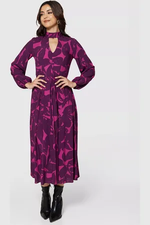 Closet Leaves Print Midi Dress