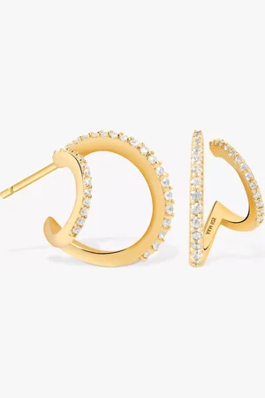 Astrid & Miyu Aurora Illusion Crystal Double Hoop Earrings