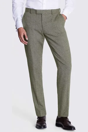 Moss Slim Fit Herringbone Wool Blend Tweed Suit Trousers
