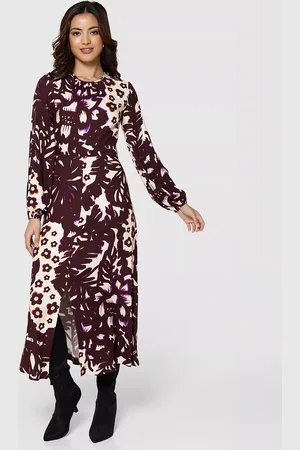 Closet Leaves & Flowers Crepe Dress