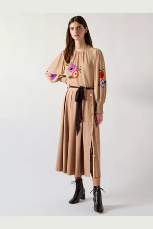 L.K. Bennett Joel A-Line Pleated Twill Skirt