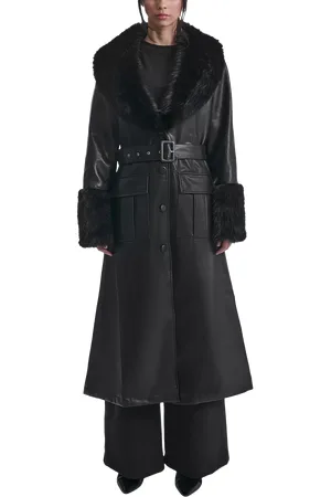 James Lakeland Faux Leather Military Coat