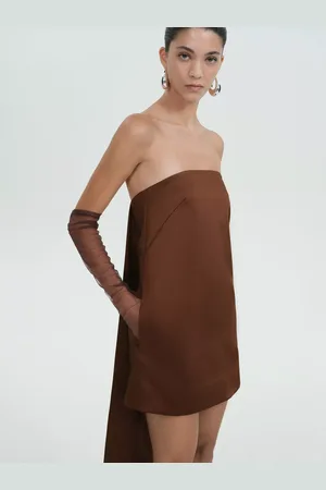 MANGO Aristide Strapless Satin Dress