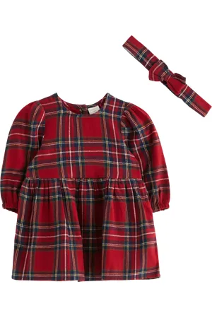 Lindex Baby Organic Cotton Check Dress & Headband Set