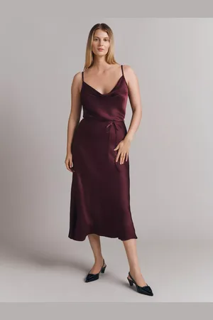 Ghost Alice Satin Bias Cut Midi Dress