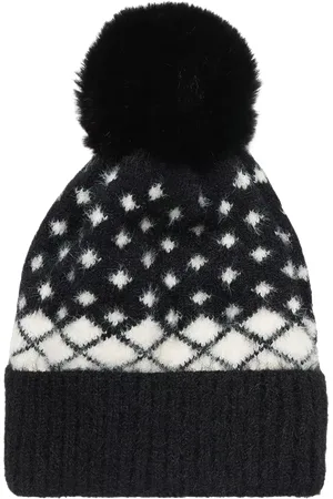 James Lakeland Monochrome Diamond Bobble Hat