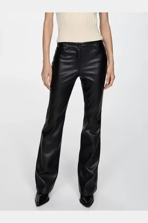 MANGO Connie Faux Leather Flared Trousers