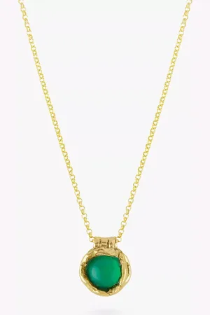 Deborah Blyth Green Agate Pendant Necklace